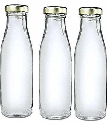 Afast Glass Water Bottle, Transparent, Pack Of 3, 500 ml