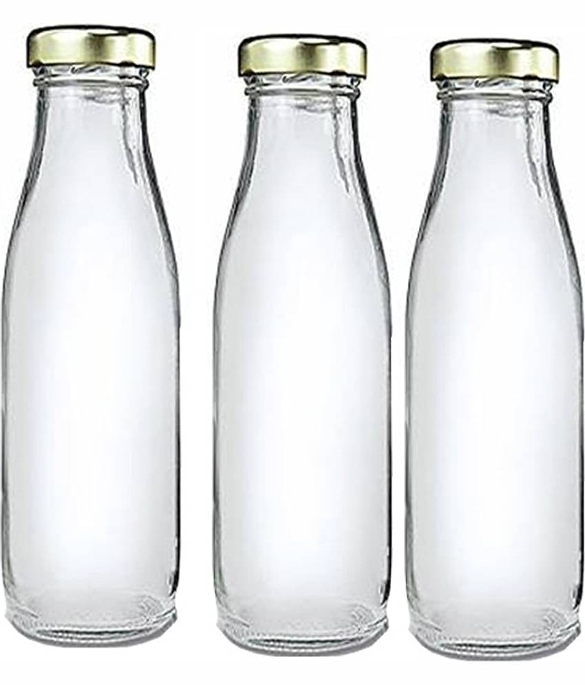 Afast Glass Water Bottle, Transparent, Pack Of 3, 500 ml