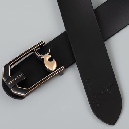 VENARDO RUNNER  MEN'S BLACK LEATHER BELT FOR MEN-28