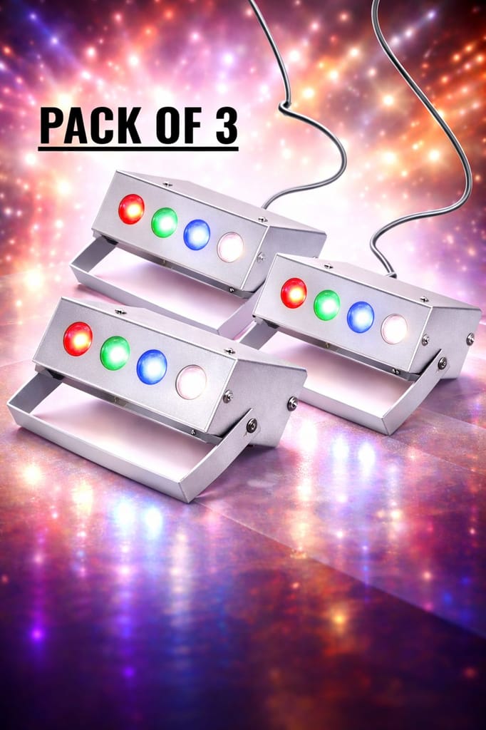 SPARKWORLD RGB 4-LED DJ Stage Lights (Pack of 3) | Multi-Color Party Lights for Events, Stage, DJ Setup & Home Celebrations | Colour: Multicolor - Electricals | Buy online on ZillyBuy