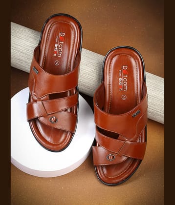 Action Tan Men's Leather Slipper