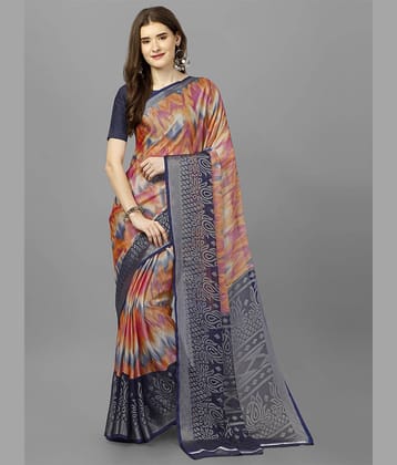 Sanjana Silk Brasso Printed Saree With Unstitched Blouse Piece ( Blue )