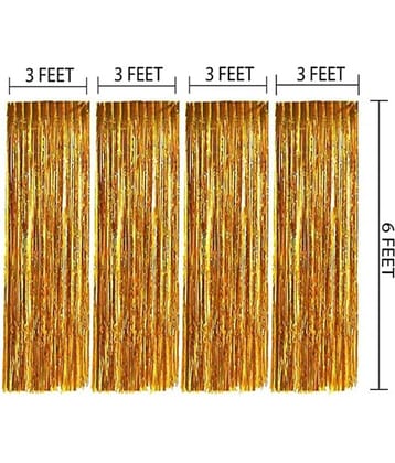 Blooms Mall Golden Metallic Foil Curtain Pack of 4 for happy birthday decoration item, birthday decoration kit, birthday balloon decoration combo for Boys, Girls, Kids, husband and Wife.