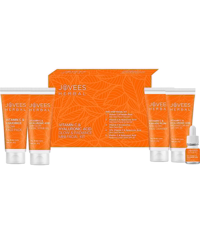 Jovees Herbal Vitamin C & Hyaluronic Acid Glow & Radiance Mini Facial Kit For Remove Blemishes 53g