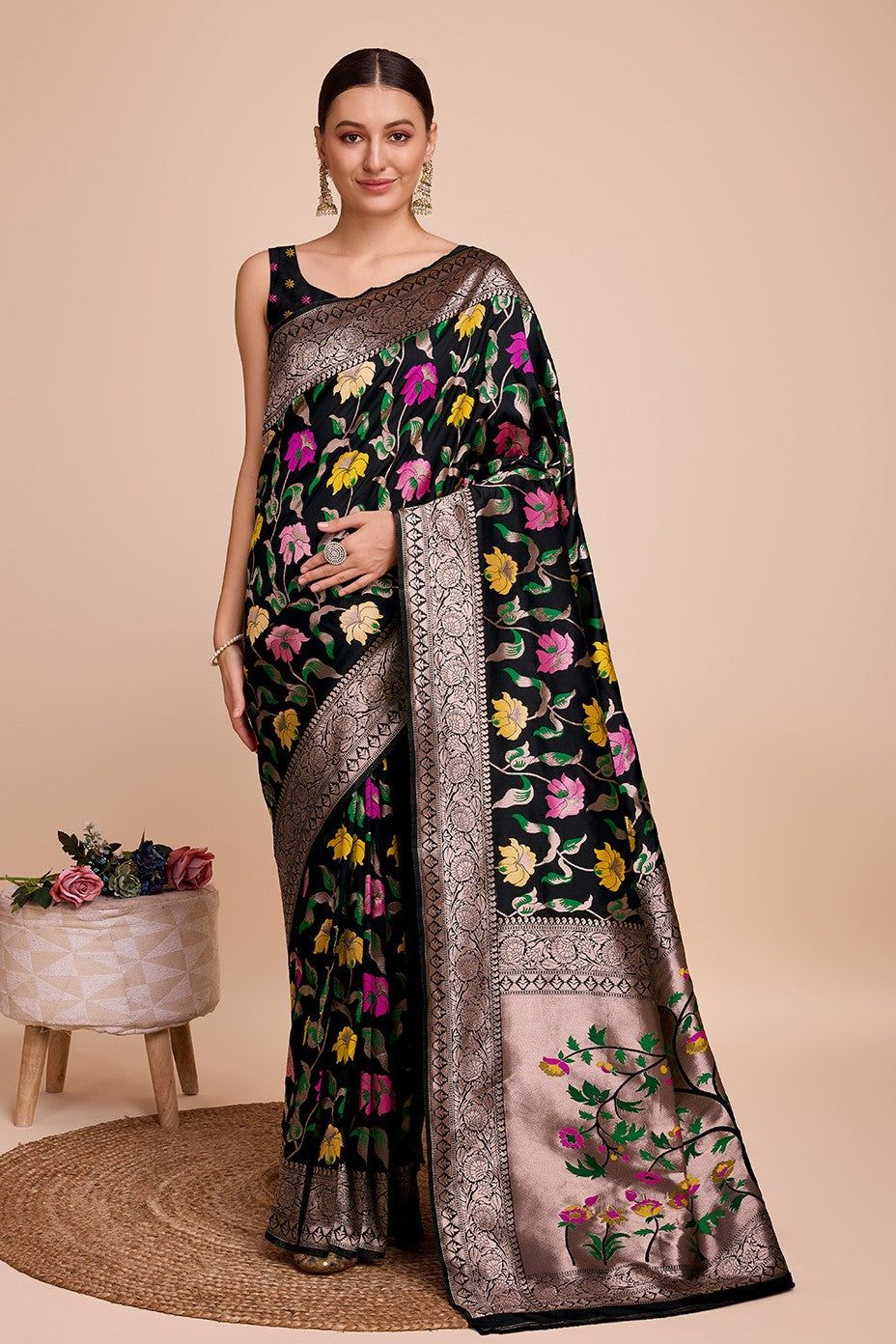 Black Paithani Silk Saree