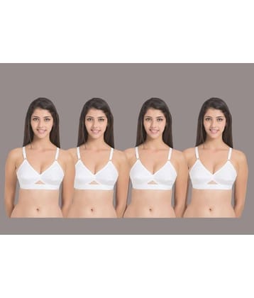 Desiprime Pack of 4 Cotton Non Padded Women's Everyday Bra ( White )