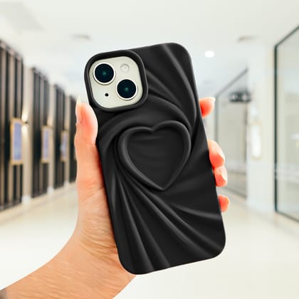 iPhone 13 Velvet Heart Silicone Case-Black