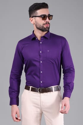 100% Cotton,  Yarn Dyed, Plain, Full Sleeves,Semi Slim Fit,Black & Violet Cotton, Men,Shirt-38