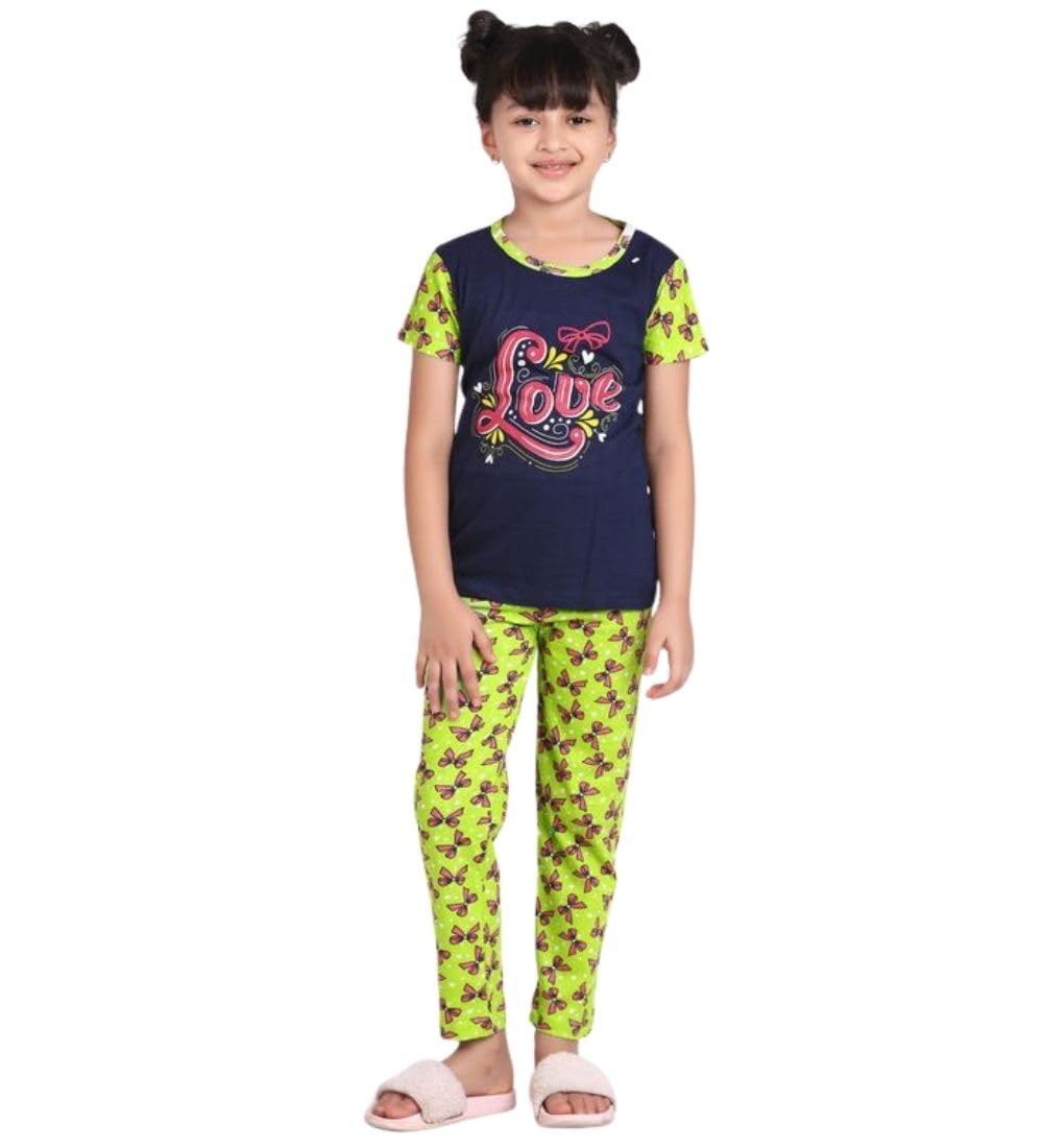 Girl's Cotton Hosiery Printed Night Suit Set