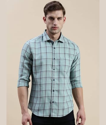 Showoff Cotton Blend Regular Fit Checks Full Sleeves Men's Casual Shirt - Sea Green ( Pack of 1 )