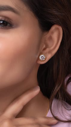 Aachi 2 carat Solitaire Silver Stud | 22KT Gold Vermeil-Yellow Gold