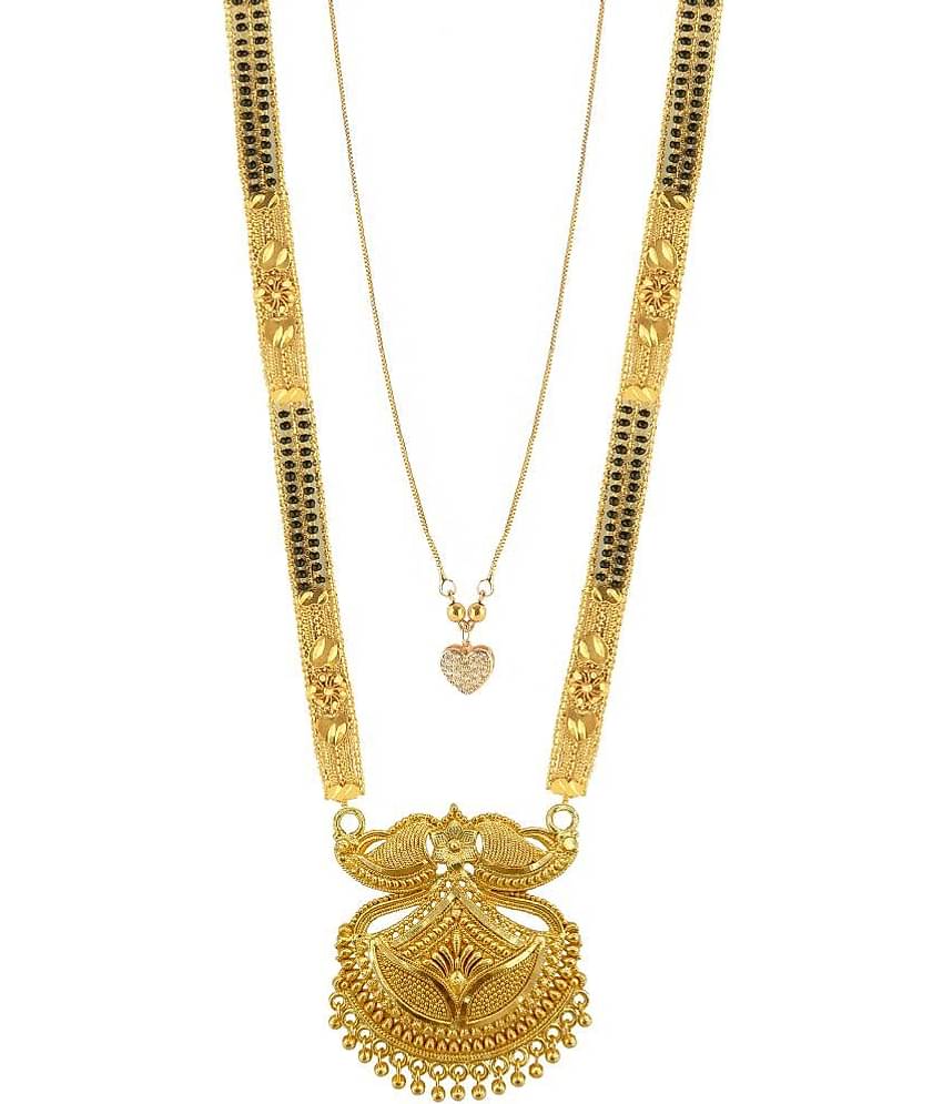 MGSV Jewellery Traditional Necklace Pendant Hand Meena 30inch Long and 18inch short  Mangalsutra/Tanmaniya/nallapusalu/Black Beads For Women and Girls Brass, Alloy Mangalsutra