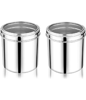 Dynore 1500 ML Canisters Steel Silver Utility Container ( Set of 2 )