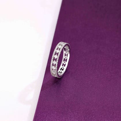 Round Cut Zircon Diamond Band Silver Ring-White Stone / Silver / US 7 (17.5 mm Diameter)