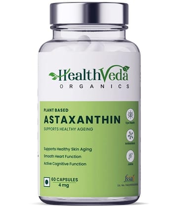 Health Veda Organics Plant Based Astaxanthin Supplements for Eye, Joint & Skin Health, 60 Veg Capsules
