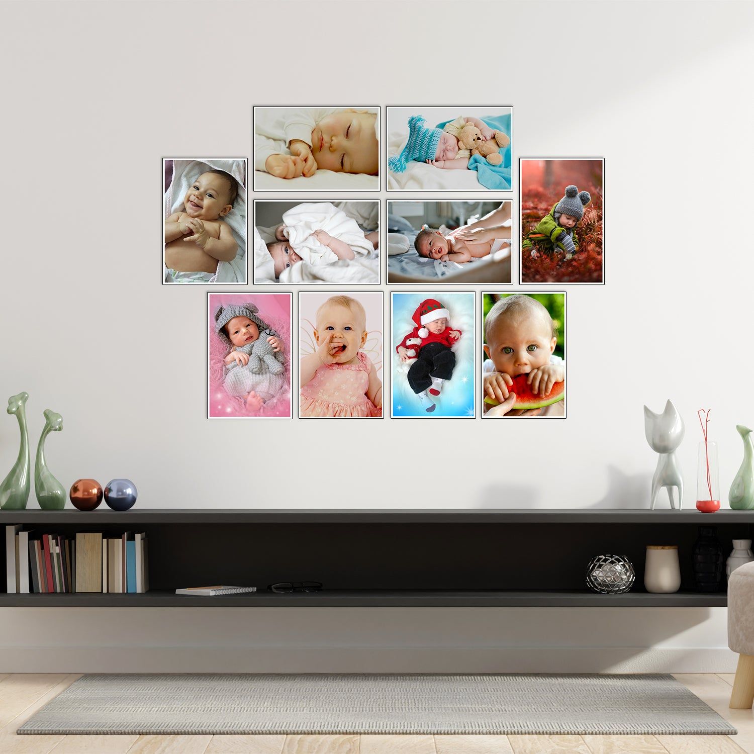 Set of 10 Baby Theme High Quality Printed 300 GSM Posters for Pregnant Women with Glue Drops