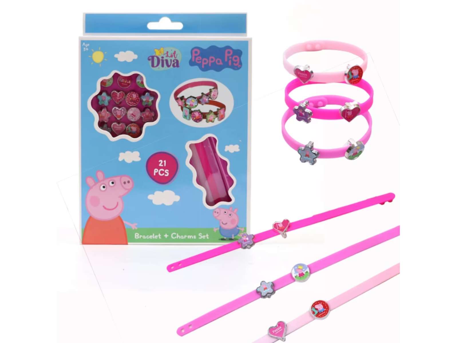 Li'l Diva Peppa Pig Bracelet and Charm Set
