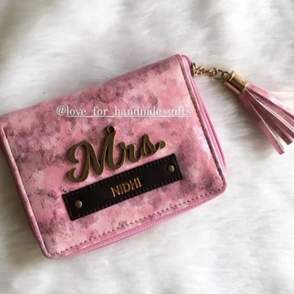 Tassle marble wallet for women.-pink