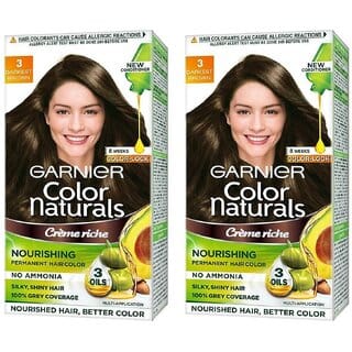 Garnier Color Naturals Cream Dark Brown 3 Hair Color - 70ml+60g (Pack Of 2) Garnier Color Naturals Cream Dark Brown 3 Hair Color - 70ml+60g (Pack Of 2)