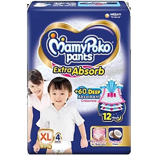 Mamypoko Pants Extra Absorb Diapers - XL, 4 pcs Pouch