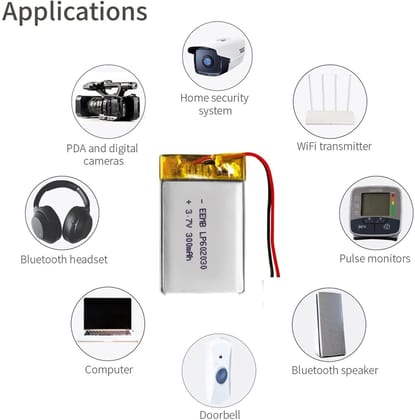 NOVEL 3.7V 300mAh Lithium Polymer Rechargeable Battery Model 602030 | Suitable for Bluetooth Devices, GPS Trackers, IoT Modules and DIY Electronics