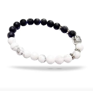RUDRA DIVINE Collection Howlite Lava Stone Reiki Yoga Meditation Healing Buddha Diffuser Bracelet for Men & Women