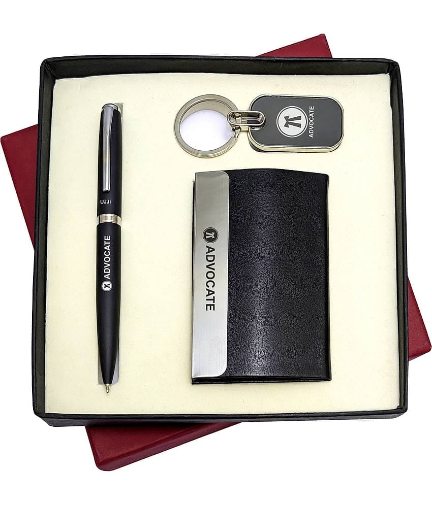 UJJi 3in1 Advocate Logo Set with Black Body Ball Pen, Keychain and ATM Card Holder