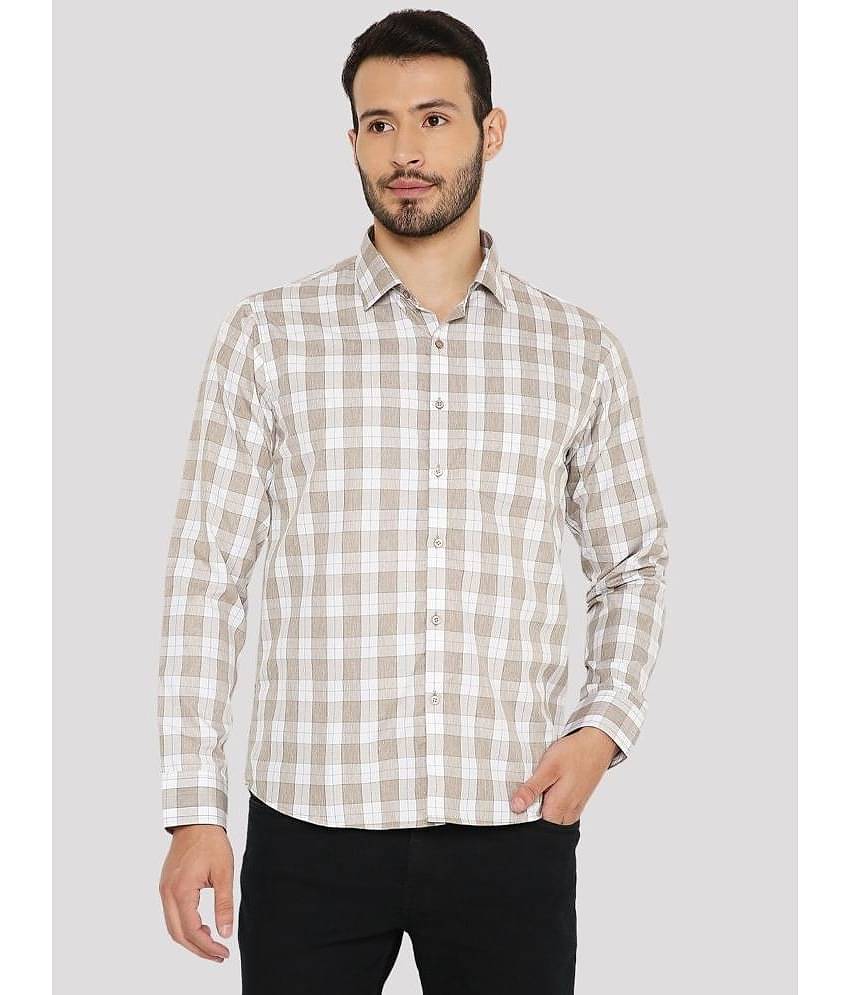 Maharaja Cotton Blend Slim Fit Checks Full Sleeves Men's Casual Shirt - Brown ( Pack of 1 )