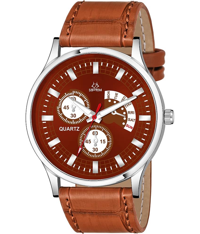 Septem Brown Leather Analog Men's Watch