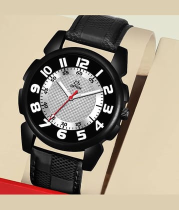 Septem Black Leather Analog Men's Watch