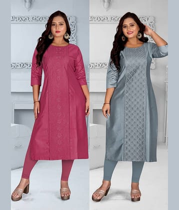 Hetsa Women Chanderi Embroidered A-line Kurti ( Multicolor )