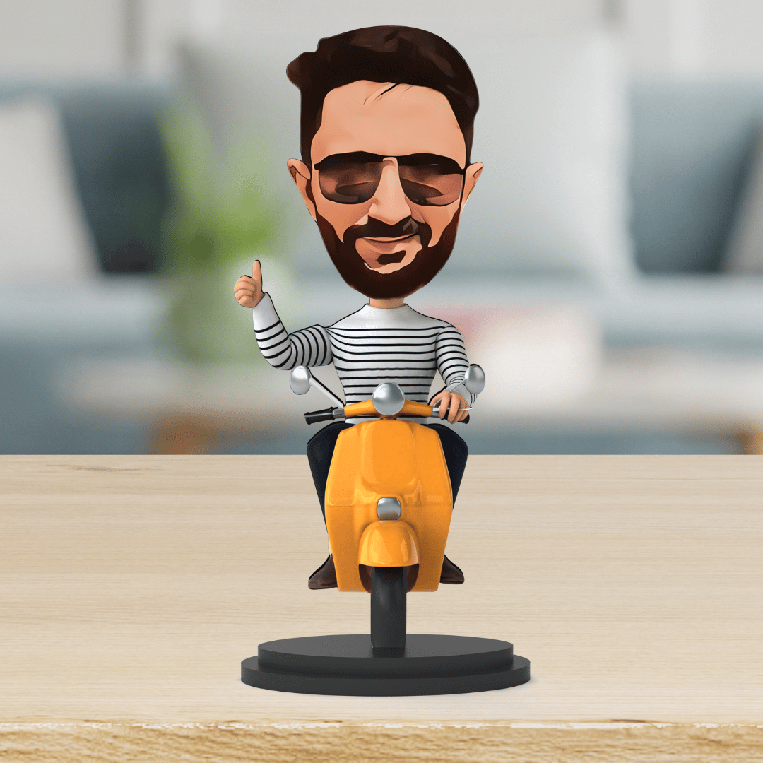 Avatar Studio Personalized Gift for Friends, Sister, Brother, BFF, Girlfriend, Boyfriend Character Caricature Photo Frame Unique Design Customized Gift for Friends & Family (Scooter Ride)