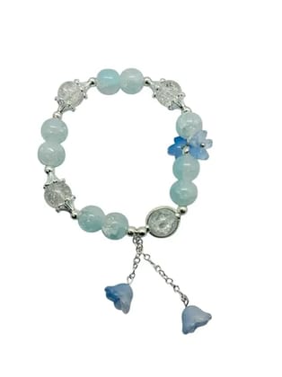 Stylish Beaded Bracelet for Women & Girls with Pearl Charm | Pastel Crystal Stone Stretch Bracelet | Trendy Elastic Fashion Bracelet for Party & Gifting