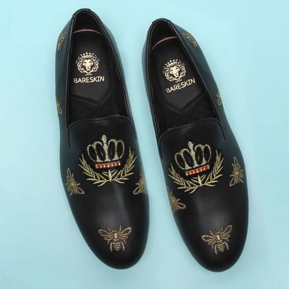 Customized Honey Bee Embroidery Slip-On by Brune & Bareskin-40/6