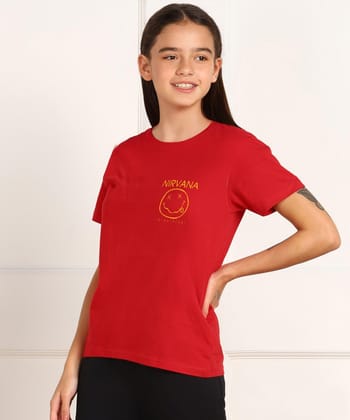 Young Trendz Girls Regular Fit Printed Tshirt-7-8 Years / Red