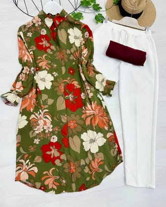 Multi Floral Print Kurti with Palazzo Set by GlamaStitch-M