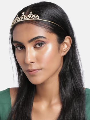 Gold-Toned Rhinestone Hairband for Women