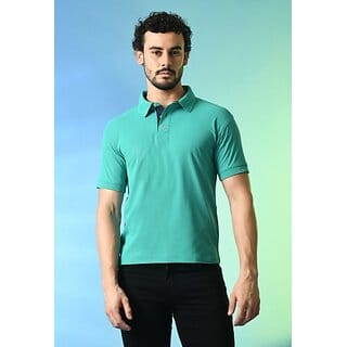 PrintCultr Solid Men Polo Neck Polyester Blue T-Shirt
