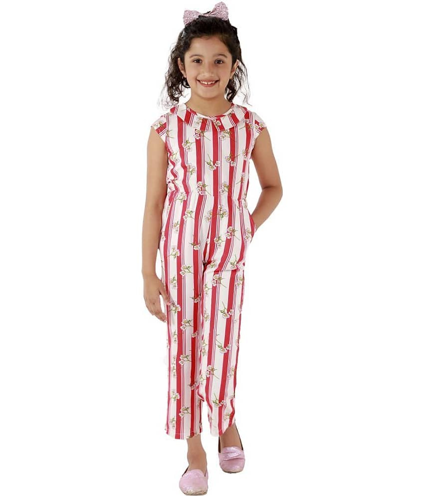 Kids Cave Girls Rayon Jumpsuit ( Pack of 1 , White )