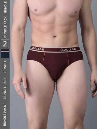 Men's Assorted Pack of 2 Combed Cotton Solid Brief With Anti-Microbial Odour Control