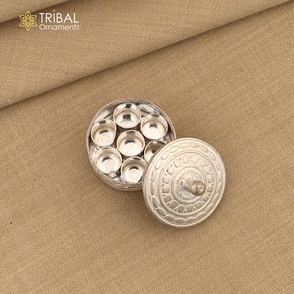 925 silver handmade gorgeous small idol's Prasad box, trinket box, masala/ spices  box stb854