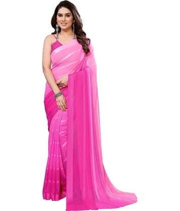 Kashvi Sarees Satin Striped Ilkal Saree With Unstitched Blouse Piece ( Pink )