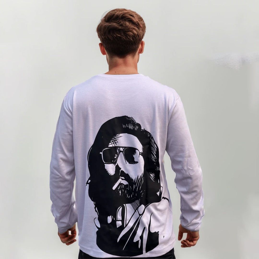 Pack of 2 - Animal Printed Full Sleeves Oversized T-Shirt-M / Lavender / 260 GSM (100% Cotton)
