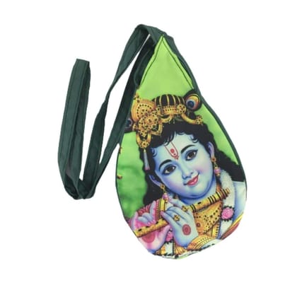 MAYAPURI Krishna Printed Japa Bag/Chanting Bag/Gomukhi Bead Bag with Zip Pocket (Pack of 1)