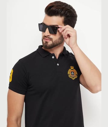 RELANE Pack of 1 Cotton Blend Regular Fit Solid Half Sleeves Men's Polo T Shirt ( Black )