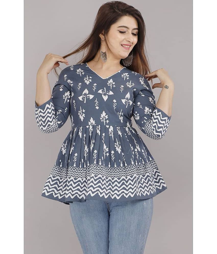 EXPORTHOUSE Women's Cotton A-Line Top ( Grey )