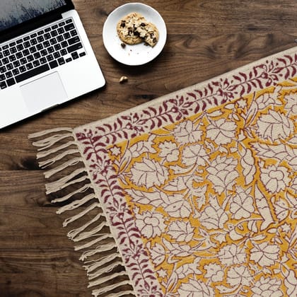 Maroon & Yellow Blooming Rug-4ft x 6ft