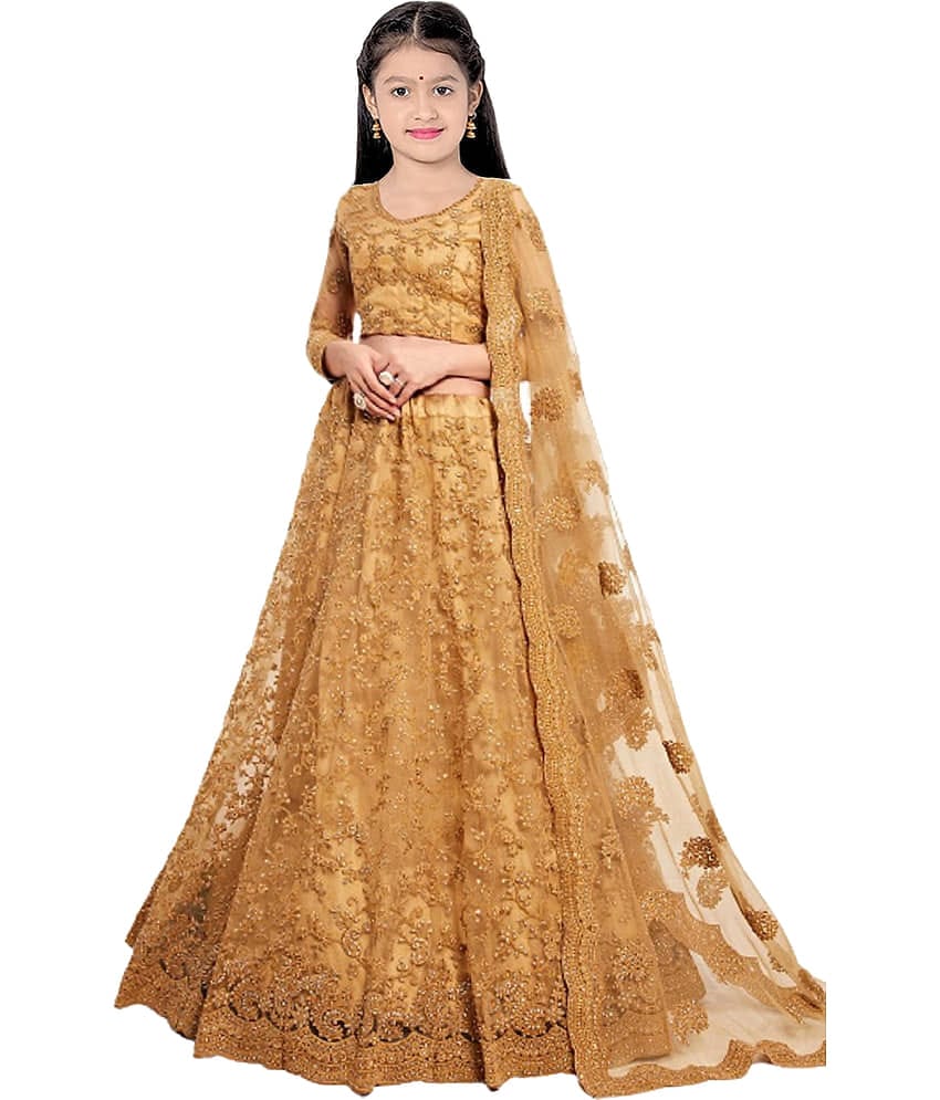 piludi Net Lehenga Choli Set For Girls ( Pack of 1 , Off White )