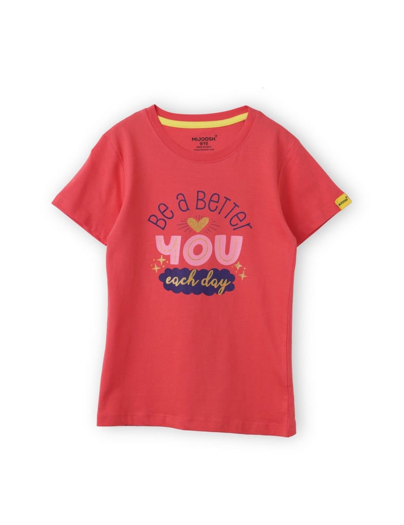 Premium Kids Girls T shirt Cotton Hibiscus Red Be a Better 2025 at ShopCircuit | ONDC