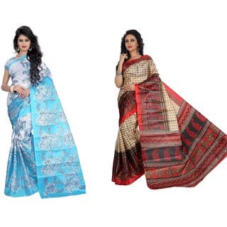 SVB Saree Multicolour Taffeta Silk Saree Without Blouse Piece